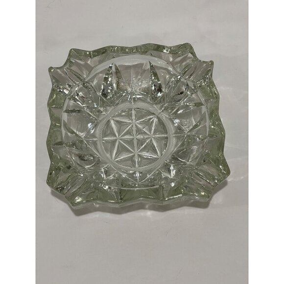 Cigar/cigarette Vintage‎ Glass French Square Ashtray 60s Mid Century Heavy Cut C - Picture 3 of 13